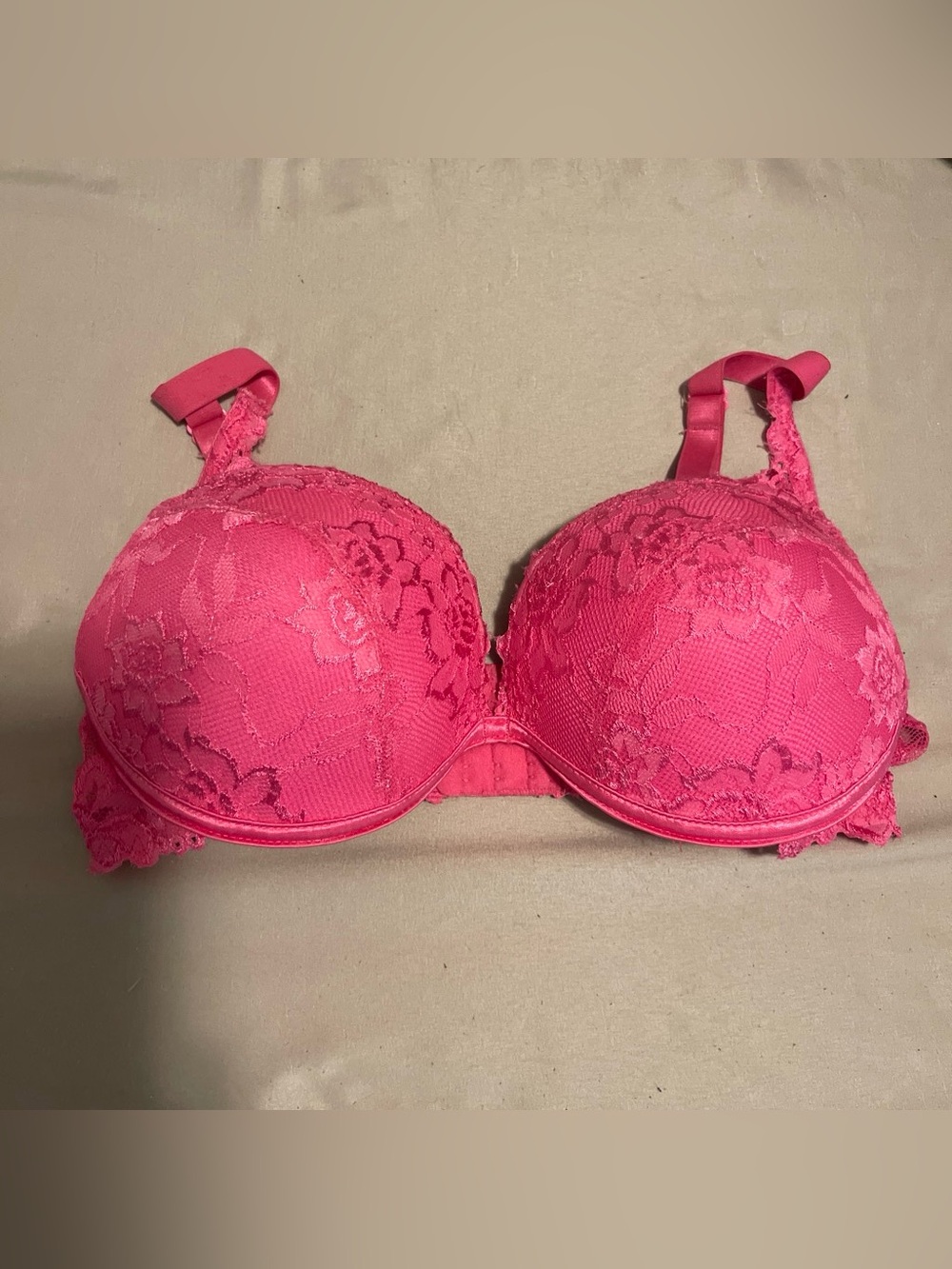 Frederick's of Hollywood Hot Pink Lace Push-Up Bra
